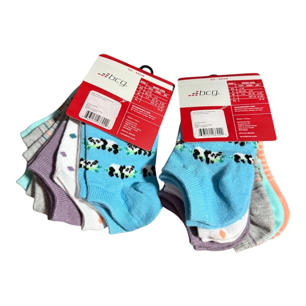 BCG Girls Socks Lot Small 12 Pairs No Show Quarter Cute Animals Hearts 10.5-3.5